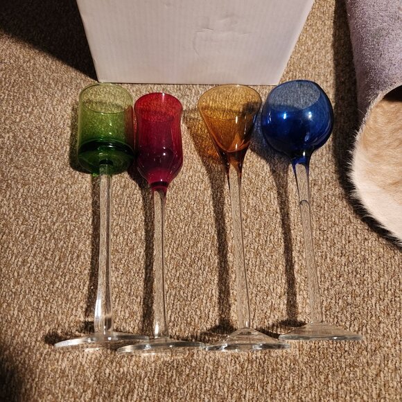 Williams-Sonoma Set Of Four Colored Cordial Glasses - Picture 2 of 11